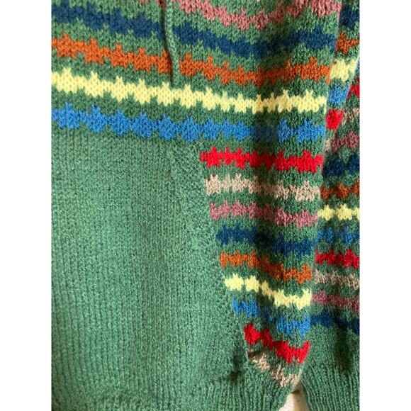 Artsy Sweater Womens XL Colorful Knit Striped Hooded Front Pockets Pullover - Picture 5 of 13